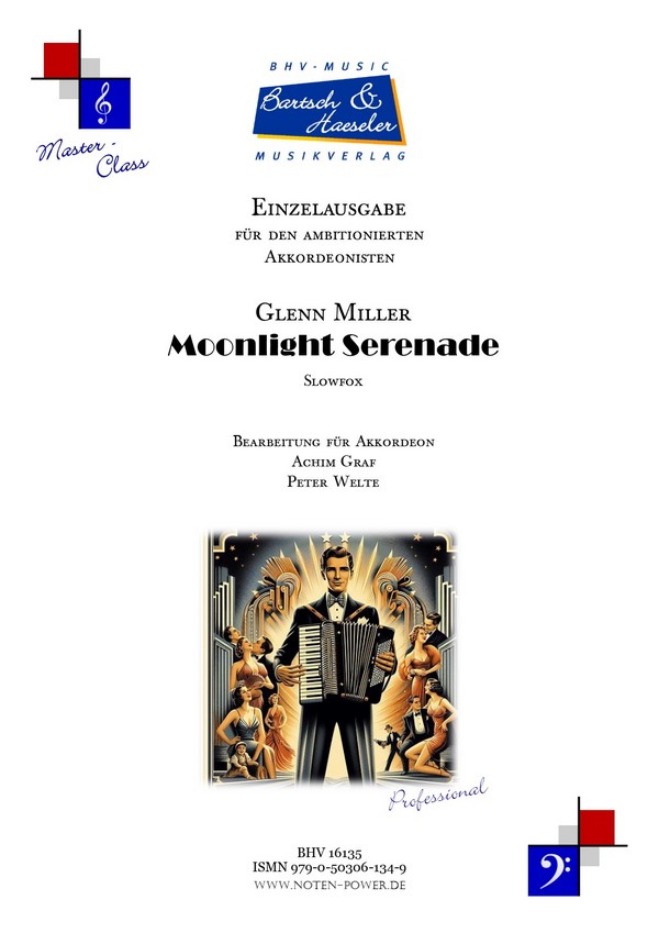 Moonlight Serenade (Slowfox)  für Akkordeon mit Fingersatz   