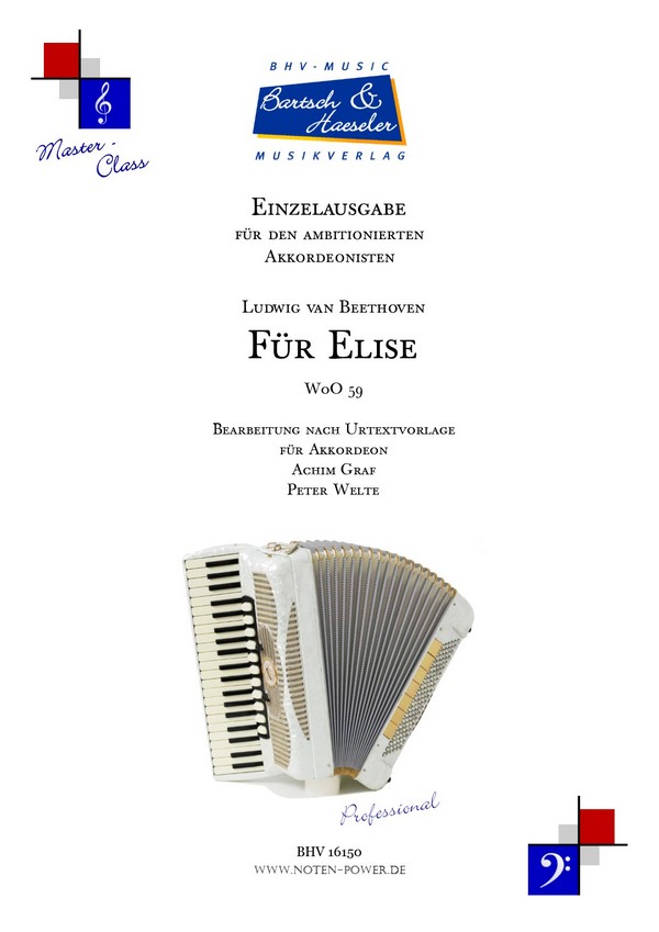 Für Elise WoO. 52  für Akkordeon mit Fingersatz   