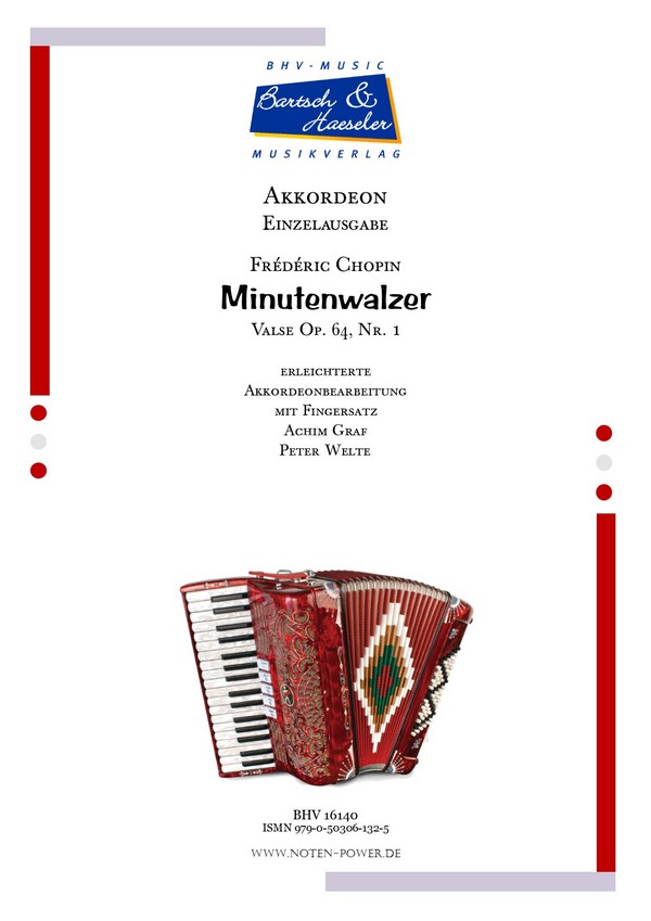 Minutenwalzer,  Valse op. 64, Nr. 1  für Akkordeon (erleichterte Fassung)  Einzelausgabe