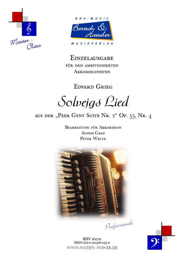 Solvejgs Lied, Op. 55, Nr. 4  für Akkordeon   