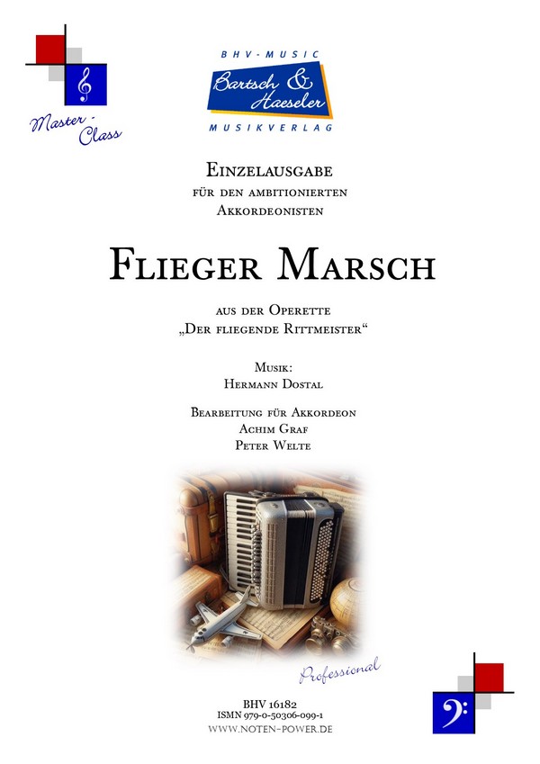 Fliegermarsch, a. d. Operette  Der fliegende Rittmeister  für Akkordeon   
