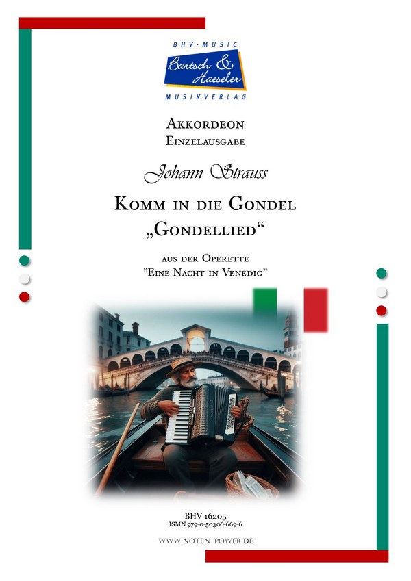 Komm in die Gondel  aus: 'Eine Nacht in Venedig'  für Akkordeon   