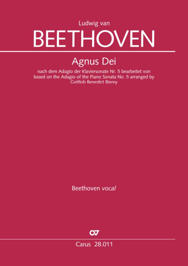 Agnus Dei - nach dem Adagio der Klaviersonate Nr.5&nbsp;&nbsp;für Soli, gem Chor und Orchester&nbsp;&nbsp;Partitur