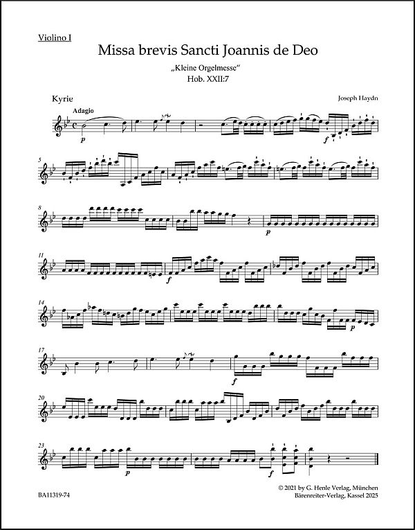 Missa brevis Sancti Joannis Hob. XXII:7 'Kleine Orgelmesse'&nbsp;&nbsp;&nbsp;&nbsp;1. Violine