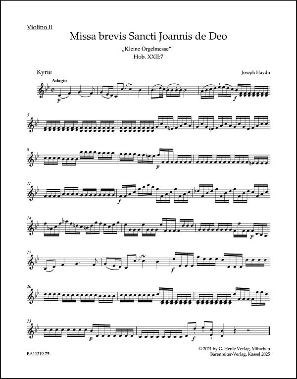 Missa brevis Sancti Joannis Hob. XXII:7 'Kleine Orgelmesse'&nbsp;&nbsp;&nbsp;&nbsp;2. Violine