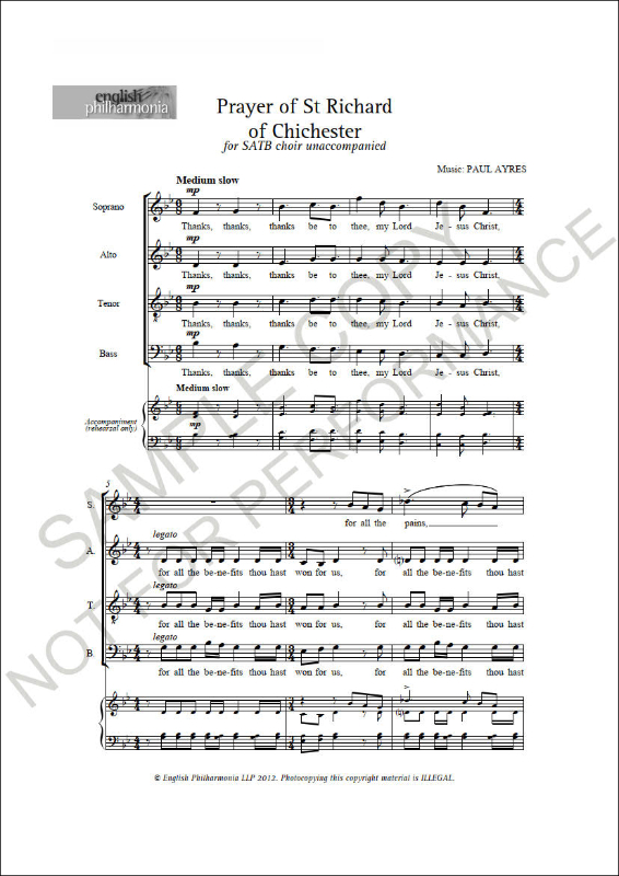 Prayer of Saint Richard&nbsp;&nbsp;SATB&nbsp;&nbsp;