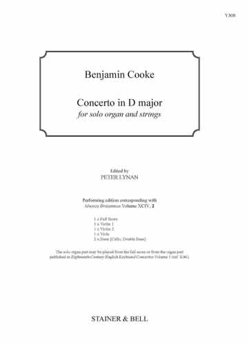 Concerto in D major. Score and Parts  Solo Organ and Strings  
