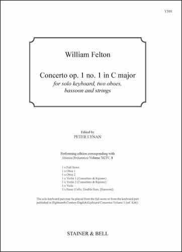 Concerto op.1 no.1 in C major. Sc & Pts  Solo Organ and Strings  