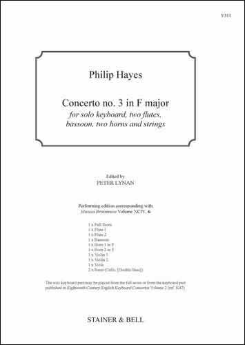 Concerto no. 3 in F major. Score & Parts  Solo Organ and Strings  