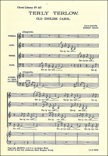 Terly Terlow&nbsp;&nbsp;SATB, oboe and cello&nbsp;&nbsp;