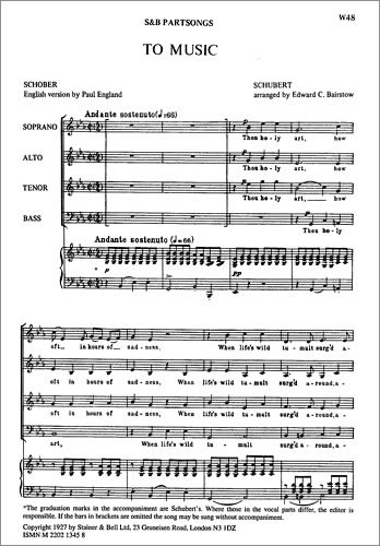 To Music&nbsp;&nbsp;SATB & Piano&nbsp;&nbsp;