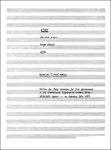 Study for Solo Violin  Violin  