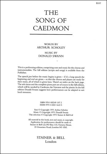 The Song of Caedmon. Chorus Part&nbsp;&nbsp;Musical Play&nbsp;&nbsp;
