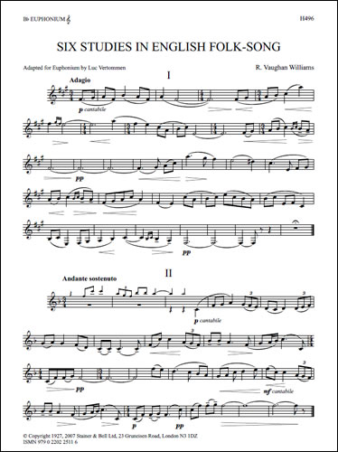 Six Studies in English Folk Song for Euphonium&nbsp;&nbsp;Euphonium&nbsp;&nbsp;