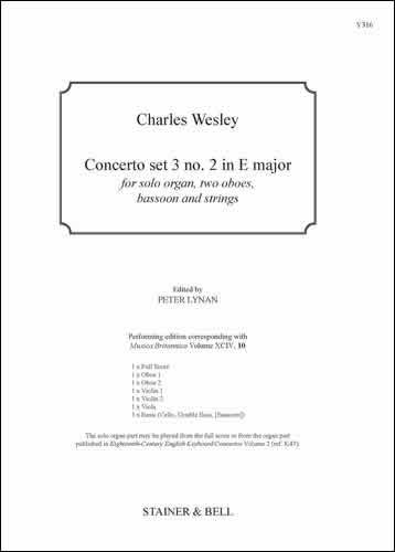 Concerto set 3 no. 2 in E. Sc & Parts  Solo Organ and Strings  