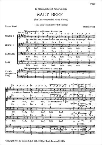 Salt Beef&nbsp;&nbsp;TTBB unaccompanied&nbsp;&nbsp;