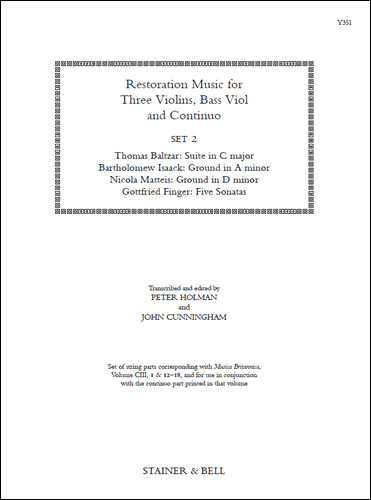 Restoration Music for Three Violins: String Parts Set 2&nbsp;&nbsp;3 Vln, Bass Viol and Continuo&nbsp;&nbsp;