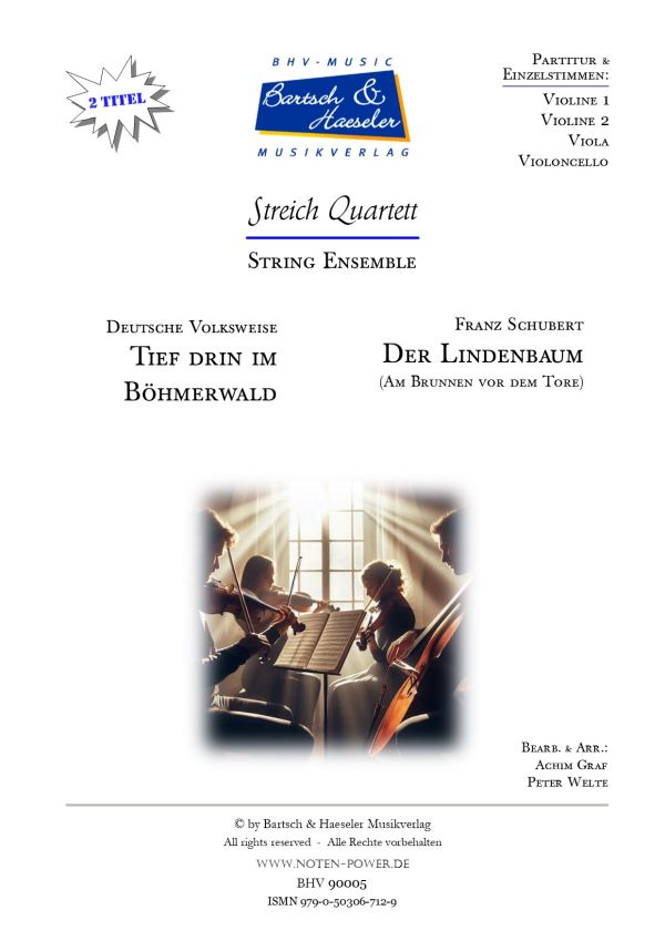 2 Streichquartette (Volksweise und von Franz Schubert)  für Streichquartett  Partitur und Stimmen