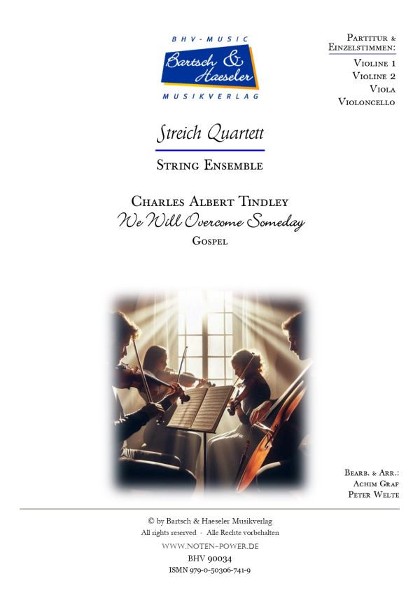 We will overcome someday (Gospel)&nbsp;&nbsp;für Streichquartett&nbsp;&nbsp;Partitur und Stimmen