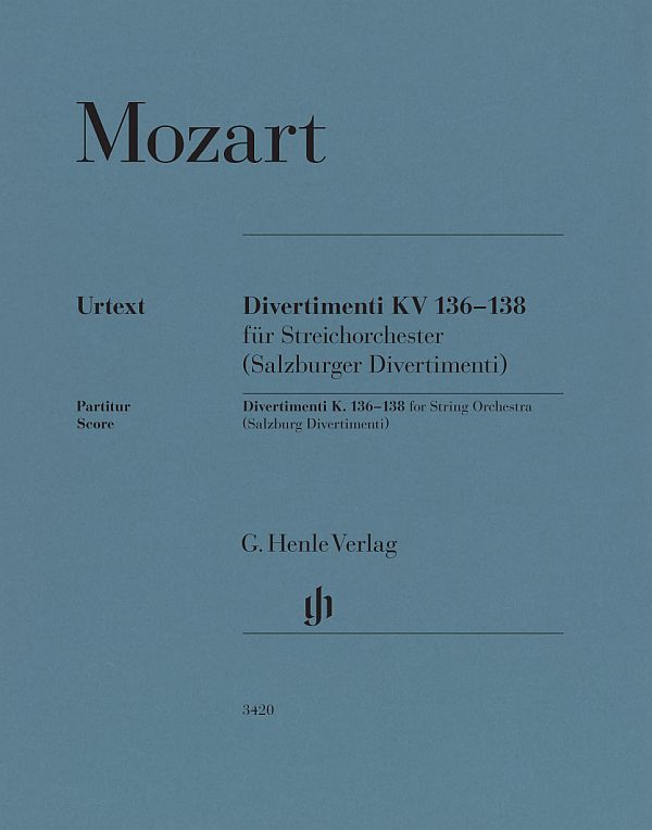 Divertimenti KV136-138 (Salzburger Divertimenti)&nbsp;&nbsp;für Streichorchester&nbsp;&nbsp;Partitur