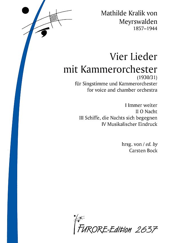 Vier Lieder mit Kammerorchester (1930/31)  für Singstimme und Kammerorchester  Partitur (dt)