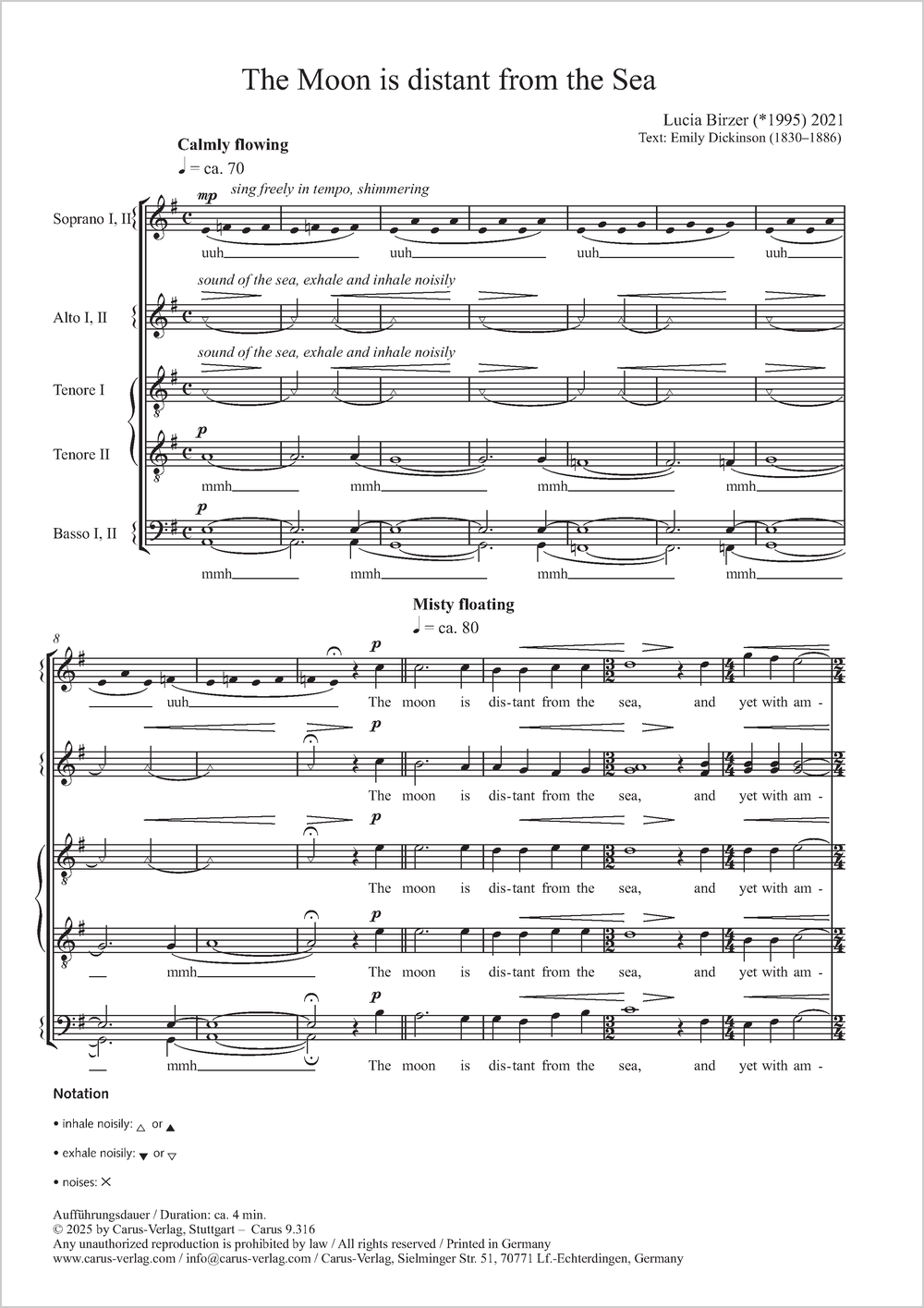 The Moon is distant from the Sea&nbsp;&nbsp;Coro SSAATTBB&nbsp;&nbsp;Partitur