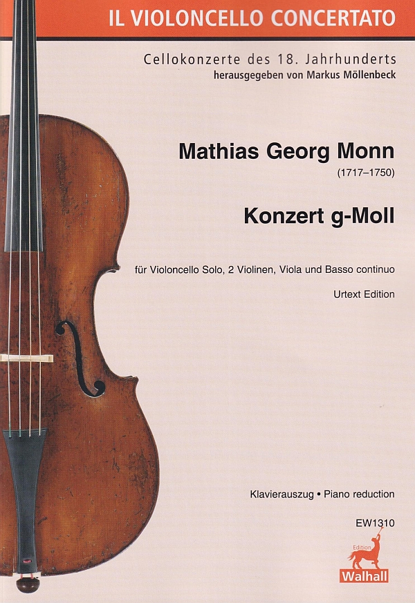 Konzert g-Moll  für Violoncello solo, 2 Violinen, Viola und Basso continuo  Klavierauszug mit Solostimme