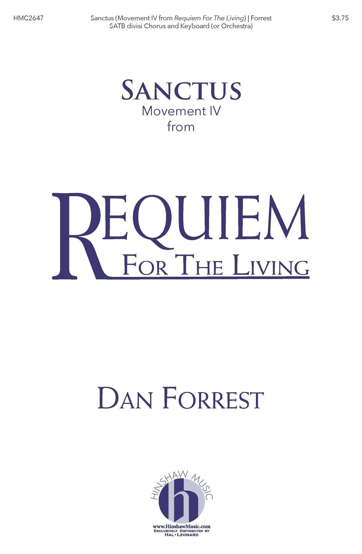 Sanctus (from Requiem for the Living)&nbsp;&nbsp;SATB&nbsp;&nbsp;Chorpartitur