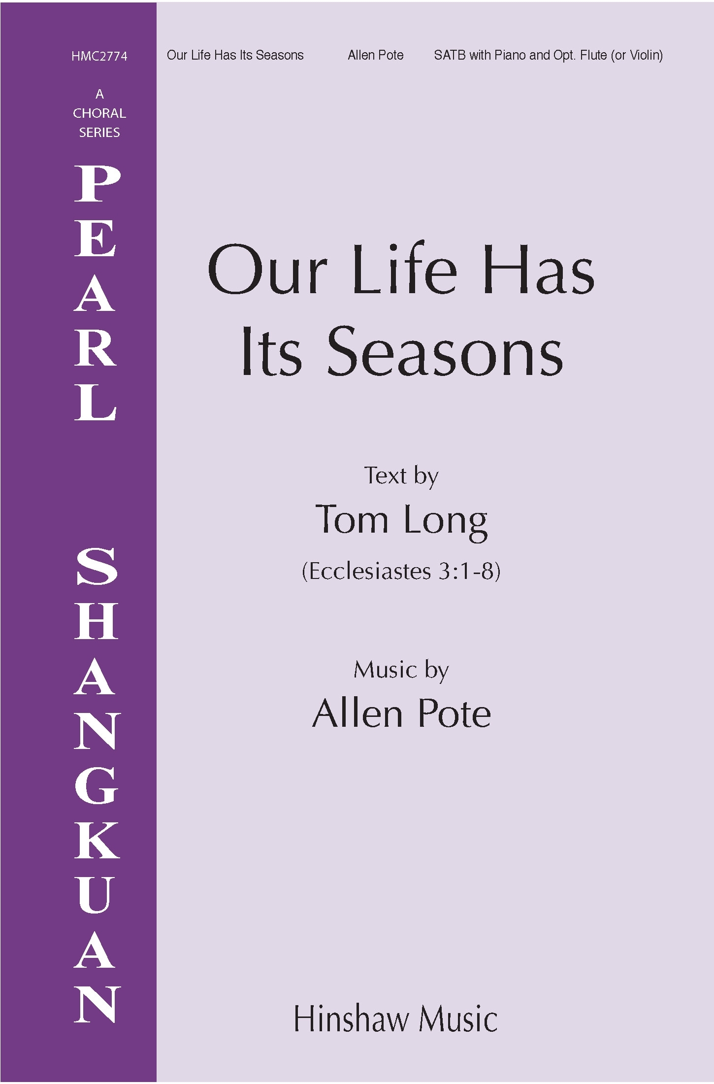 Our Life Has Its Seasons&nbsp;&nbsp;SATB and Flute&nbsp;&nbsp;Chorpartitur