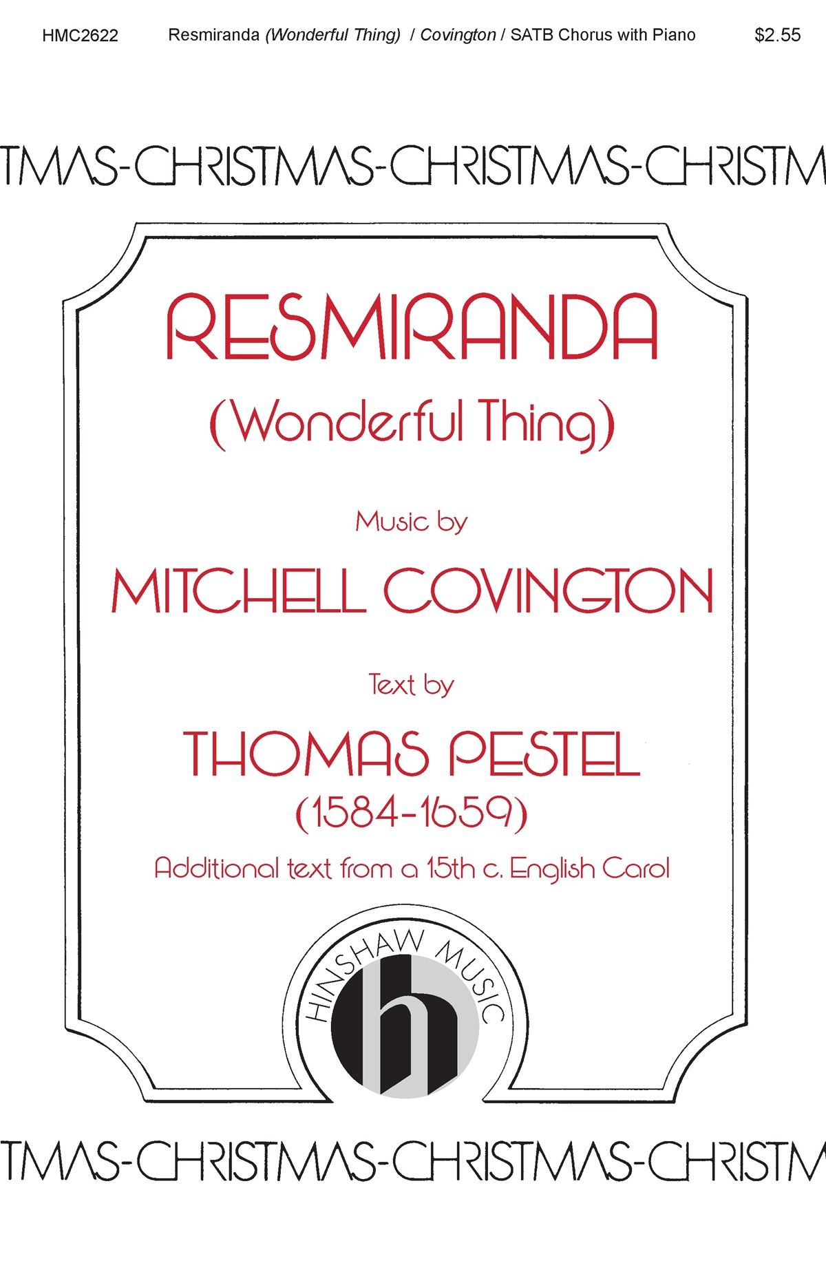 Resmiranda (Wonderful Thing)&nbsp;&nbsp;SATB&nbsp;&nbsp;Chorpartitur