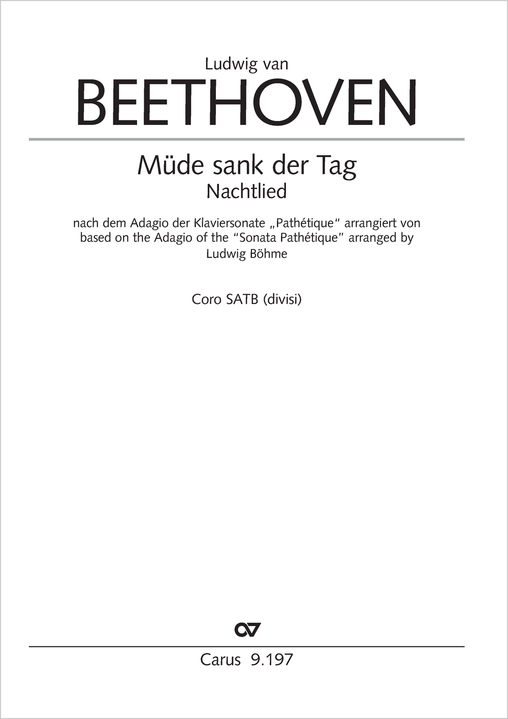 Müde sank der Tag&nbsp;&nbsp;Coro SATB (divisi)&nbsp;&nbsp;Partitur