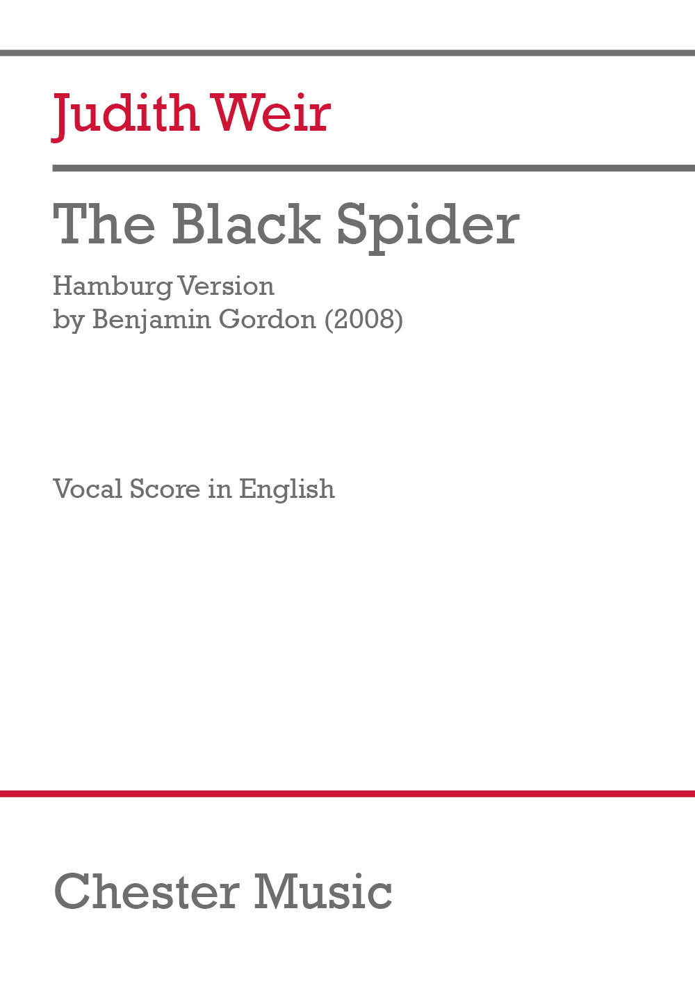 The Black Spider&nbsp;&nbsp;Children's Choir&nbsp;&nbsp;Klavierauszug