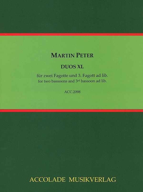 Duos XL&nbsp;&nbsp;für 2 Fagotte und 3. Fagott ad lib.&nbsp;&nbsp;Partitur und Stimmen