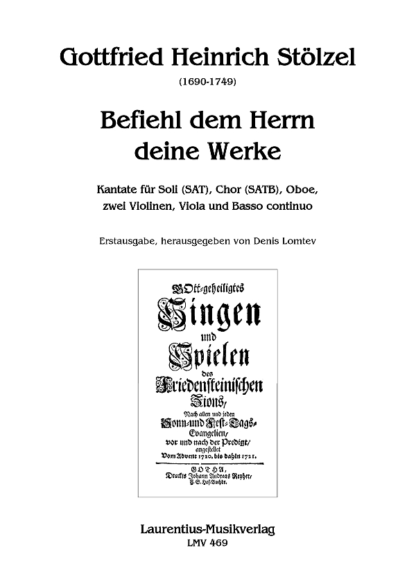 Befiehl dem Herrn deine Werke&nbsp;&nbsp;für Soli (SAT), gem Chor, Oboe, 2 Vl, Va und Basso continuo&nbsp;&nbsp;Partitur