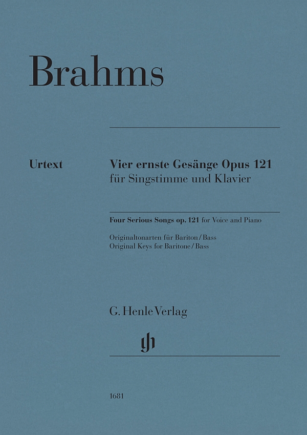 Vier ernste Gesänge op.121&nbsp;&nbsp;für Bariton/Bass und Klavier (Originaltonarten)&nbsp;&nbsp;Urtext, broschiert
