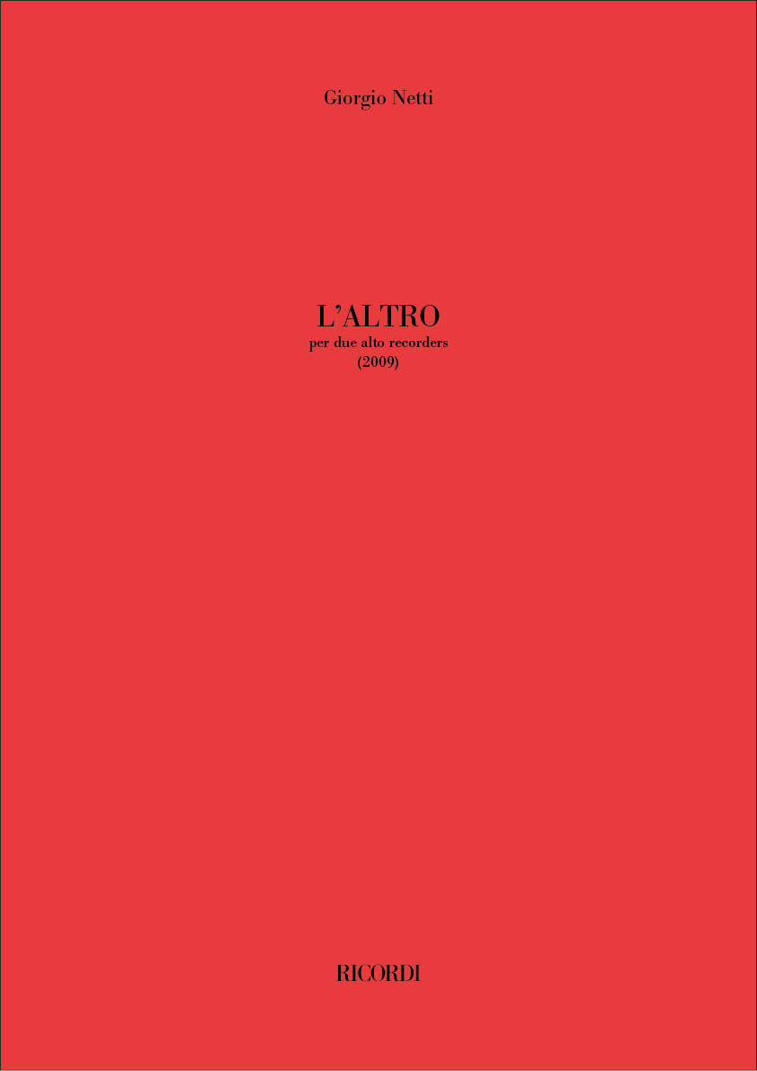 L'altro&nbsp;&nbsp;Alto Recorder Duet&nbsp;&nbsp;Buch + Einzelstimme(n)