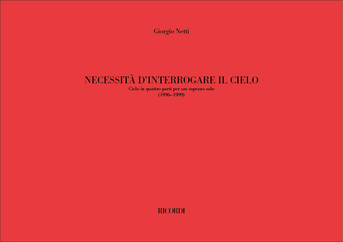 Necessità d'interrogare il cielo&nbsp;&nbsp;Soprano Saxophone&nbsp;&nbsp;Buch + Einzelstimme(n)