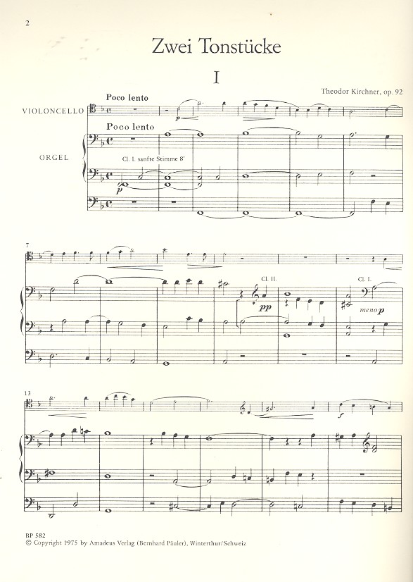 2 Tonstücke op.92 für Violoncello