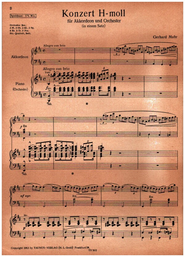 Konzert h-Moll für Akkordeon und Orchester