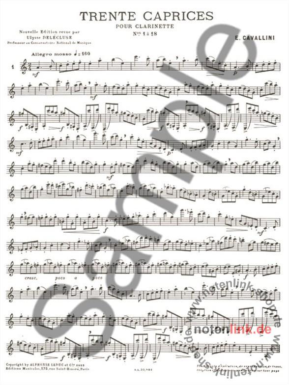 ERNESTO CAVALLINI : 30 CAPRICES VOL.1 VOL. 1 - 1 A 18 - CLARINETTE - RECUEIL