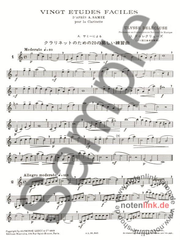 Delécluse, Jacques 20 études faciles d'après Samie pour