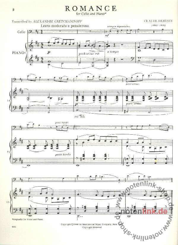 Debussy Claude Romance For Cello And Piano Bei Notenpunkt Kaufen notenpunkt