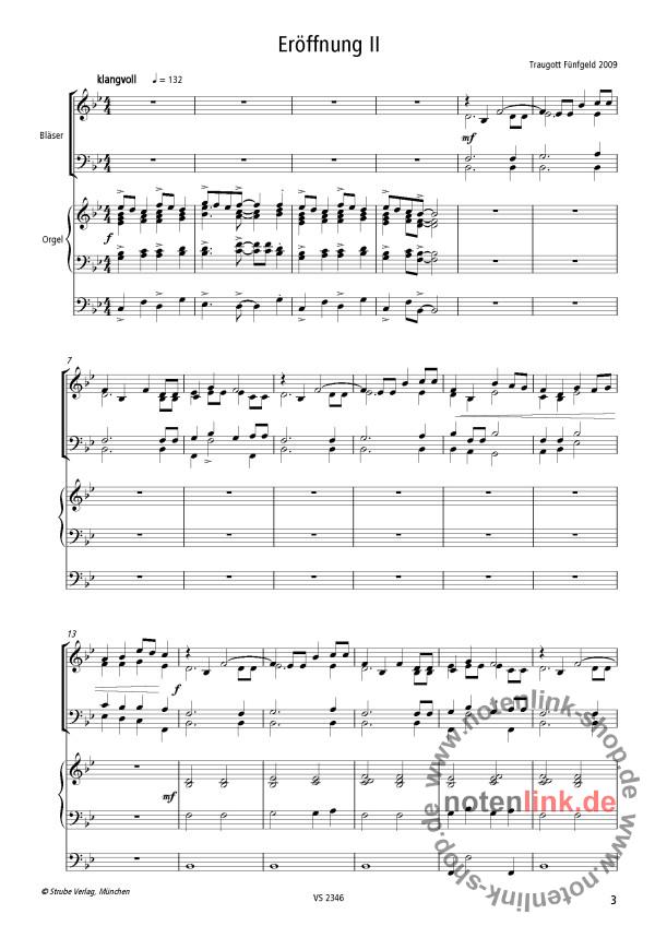 Traugott Fünfgeld Eröffnung Nr.2 für Bläser und Orgel, Partitur