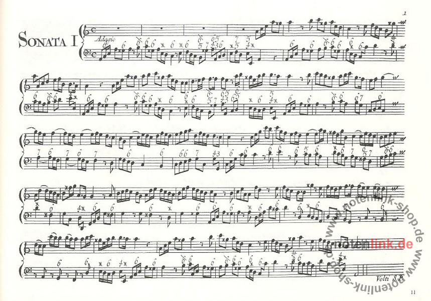 36 Sonaten op.13 für Flöte und Bc, Faksimile von Jean Baptiste