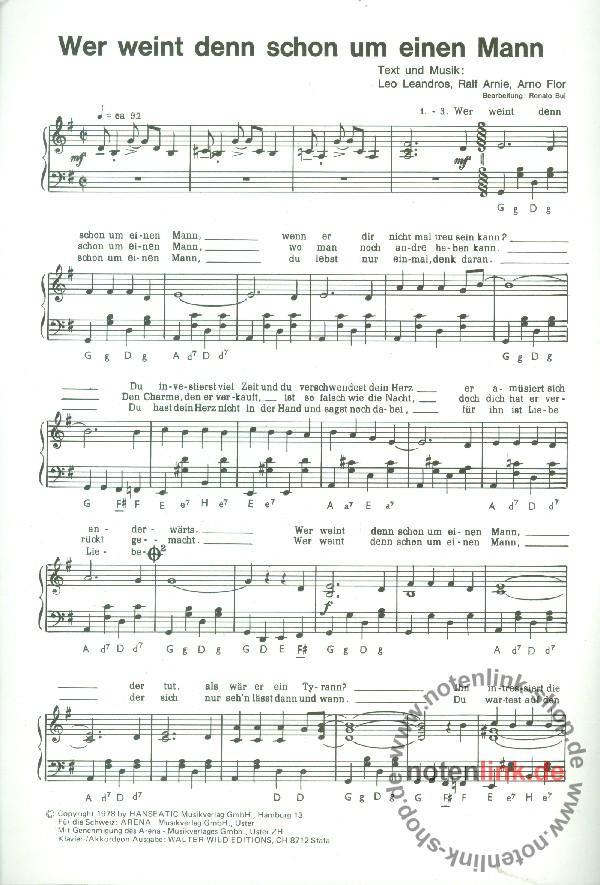 Leo Leandros Wer weint denn schon um einen Mann Einzelausgabe für